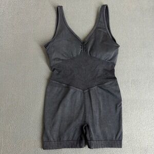 Joy Lab Bodysuit Womens Medium Black Ribbed Seamless Activewear Romper